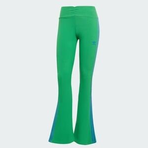 NWT! ADIDAS ORIGINALS Flared Pants Rib Leggings Green with blue stripes L